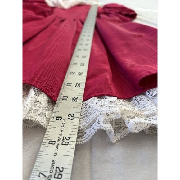 Vintage Jessica McClintock Gunne Sax Girls Christmas Party Dress 6 Red Lace Trim - Picture 11 of 12